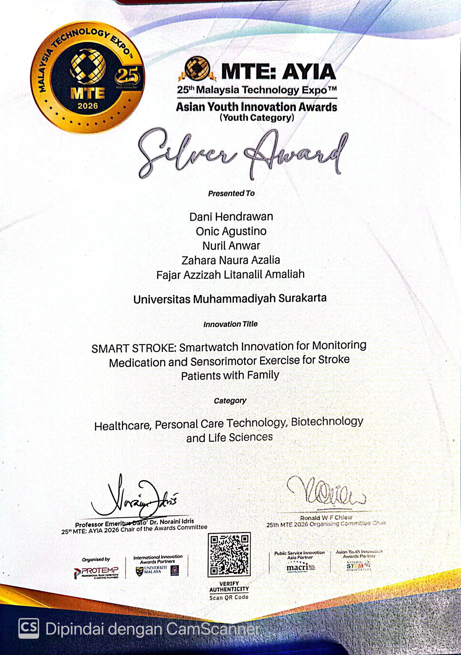 Silver Award – MTE: AYIA 25th Malaysia Technology Expo™