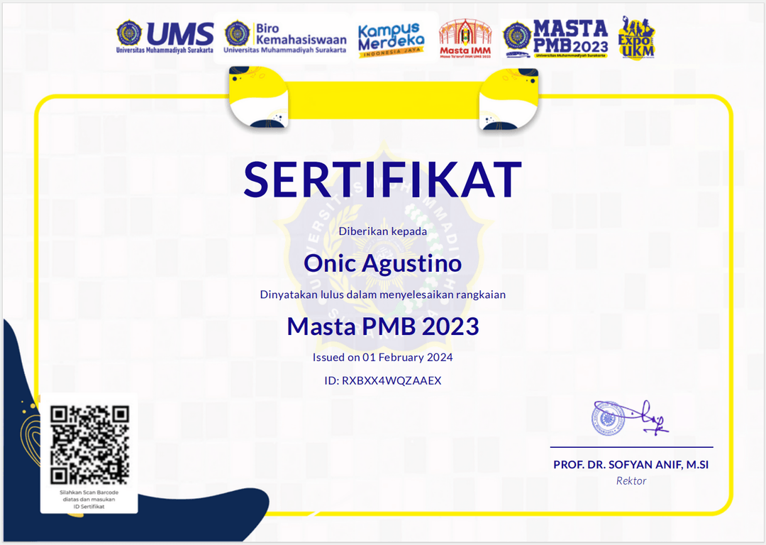 Sertifikat – Peserta MASTA PMB 2023